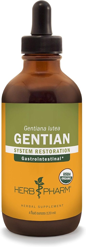 Estratto di liquido gentian biologico certificato di Herb Pharm per il supporto digestivo - 4 oncia