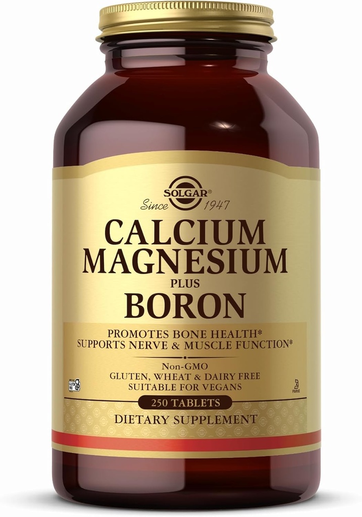 Solgar Calcium Magnesium Plus Boron - 250 compresse - Non OGM, Vegan, Gluten Free, Dairy Free, Kosher - 83 Serve
