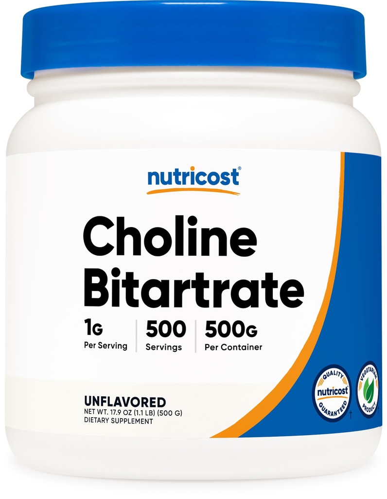 Nutricost Pure Choline Bitartrate Powder 500 Grammi