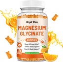 Magnesio Gummies per Adulti - Magnesio Glycinate Supplemento con Vitamina B6, L-teanina, Vitamina D, CoQ10 - Magnesio Comlex Gummies per Mood, Bone & Muscolo, Zucchero Free Orange Flavor 60 ct