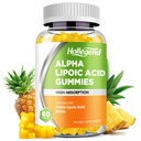 Acido alfa lipoico Gummies 1000Mg con Biotina, Alto assorbimento Chewable ALA Supplemento per Antiossidante, Salute del cervello e Nerve Support, Ananas Flavor, Sugar Free, 60 Chews