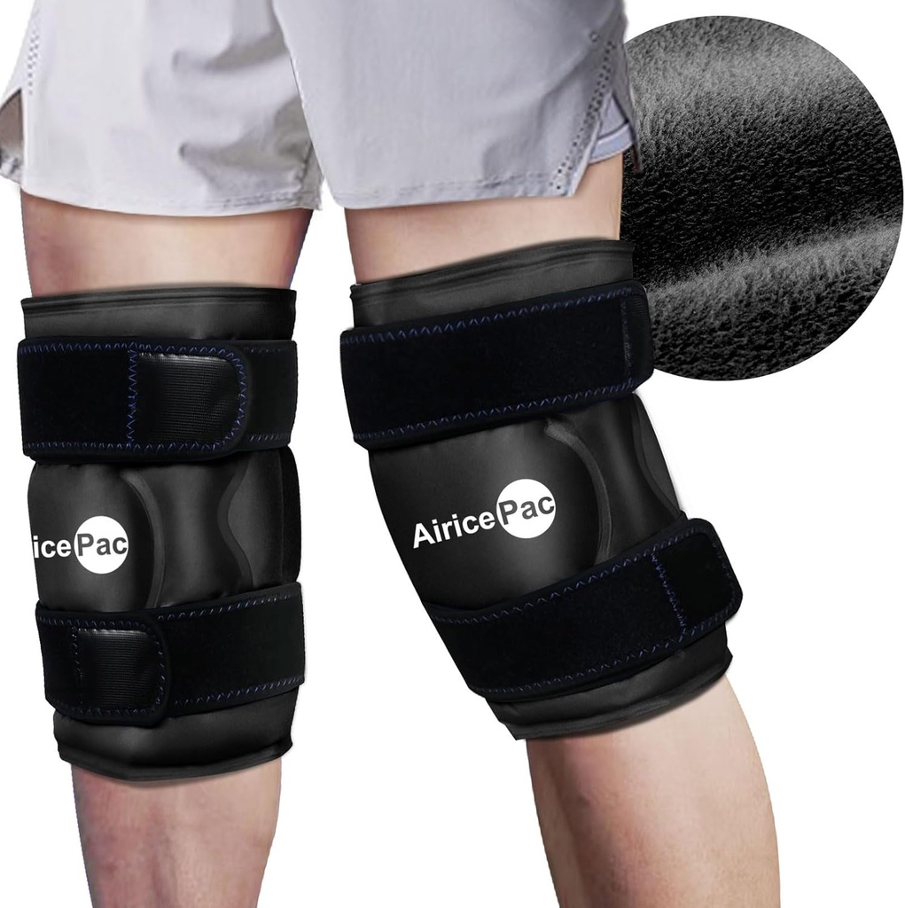 2 Ice Pack per il sollievo del dolore del ginocchio, Rivestimento del ghiaccio del gel riutilizzabile per le lesioni, Gonfiore, Chirurgia di sostituzione del ginocchio, Terapia di compressione fredda per l'artrite, Meniscus Tear e ACL, Nero