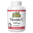 Fattori naturali Vitamina C 1000 mg Time Release, Supporto antiossidante per la salute immunitaria e ossa, 180 compresse