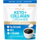 VitaCup Keto + Collagen Coffee Creamer Vanilla Flavor con MCT, Proteine del collage, Acqua di cocco, L-teanina per la dieta Keto, Utilizzare in Caffè, Smooti, & Shakes, Dairy-Free, Senza glutine, Soia-Free, 10oz