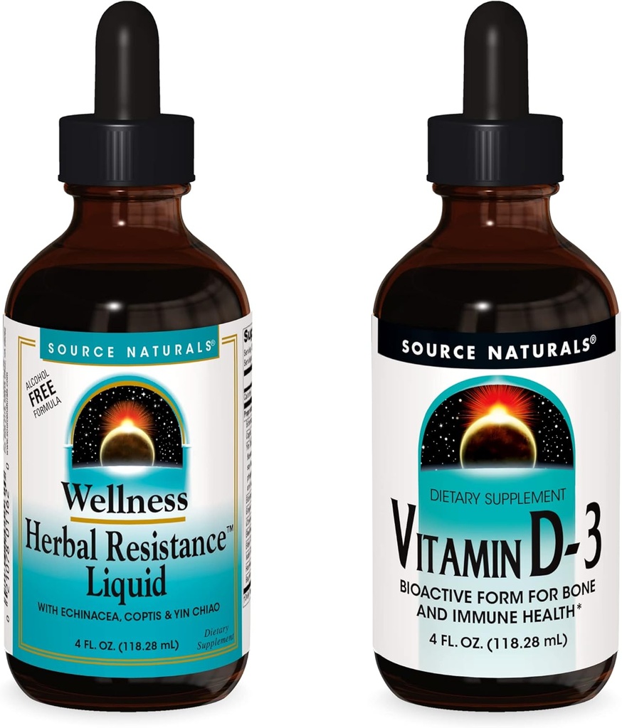 Sorgente Naturals Supplementi liquidi, resistenza alle erbe e 2000 bottiglie di vitamina D-3-4 oz