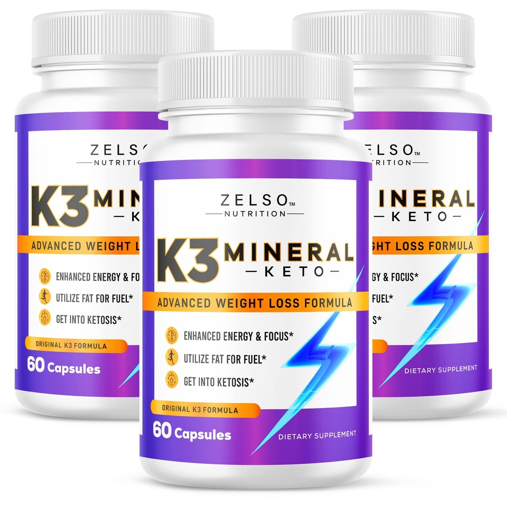 ZELSO (3 Pack) K3 Pillole di perdita di peso minerale per le donne e gli uomini, K3 Pillole minerali - K3 Minerale di sale, Vitamina + K3 Capsule Supplemento per la perdita di peso Keto - 3 mesi di alimentazione