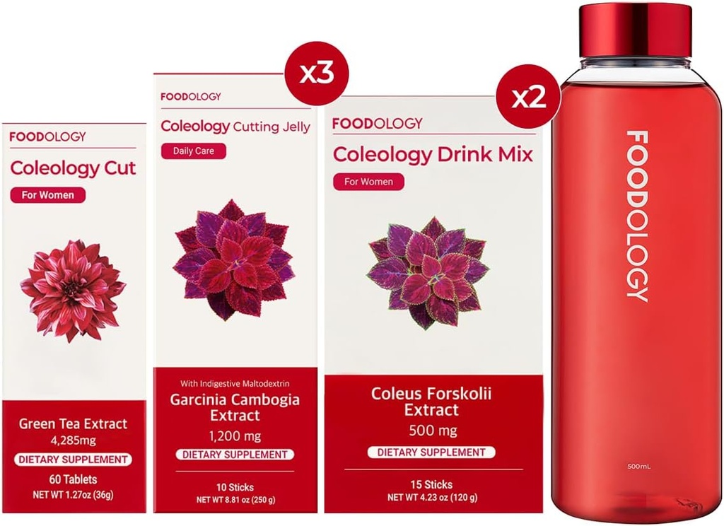 FOODOLOGY RED Burning 1-Month Set completo/Coleologia Cut(1ea) & Coleology Drink Mix(2ea) & Coleology Cutting Jelly(3ea) $ Water Bottle(1ea)...