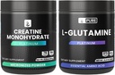 PURE ORIGINAL INGREDIENTI L-Glutamina & Creatina monoidrato polvere Bundle, Esercizio & Stile di vita, Supplemento polveri