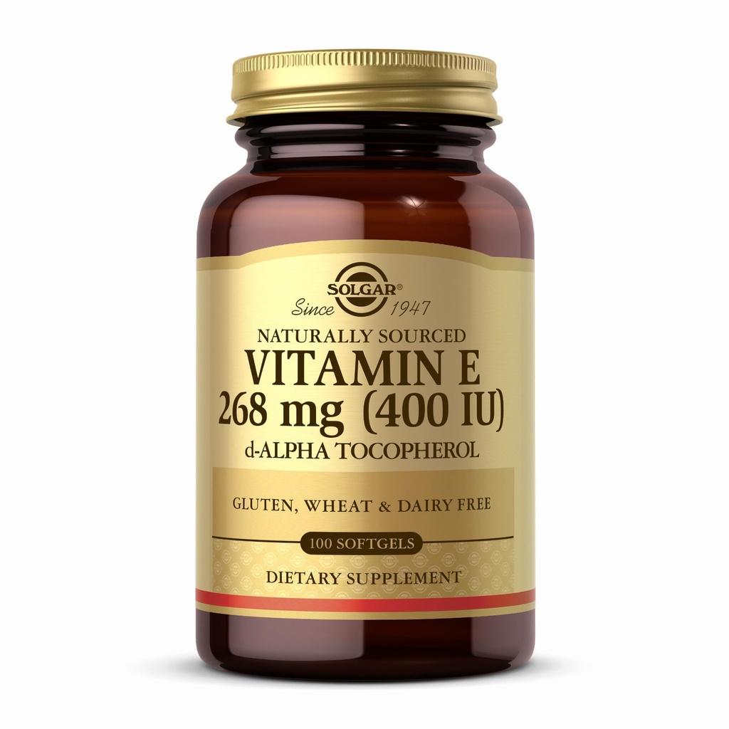 Solgar Vitamin E 268 mg (400 IU) - 100 Softgels - Vitamina E naturale come D-Alpha Tocopherol - Gluten Free, Dairy Free - 100 Serve