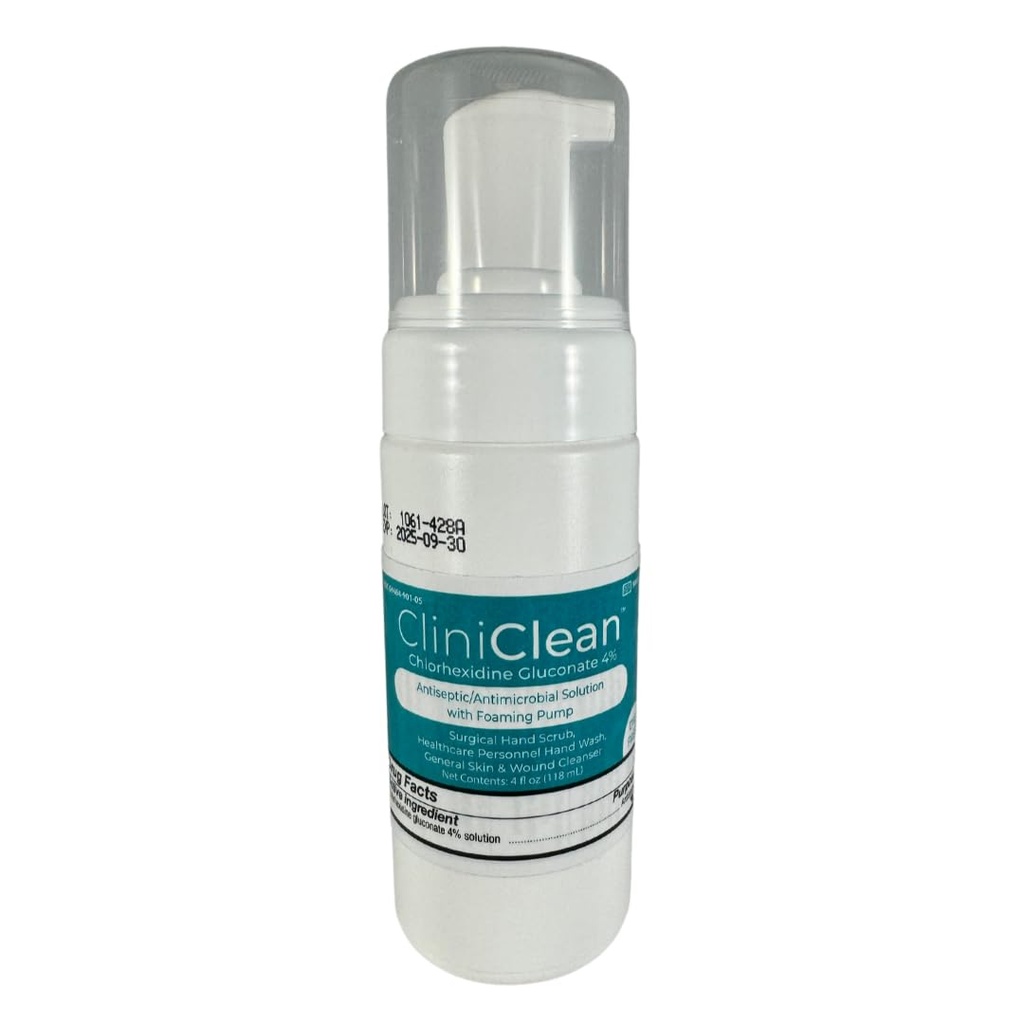 Versatile, Soluzione antisettica contenente clorexidina Gluconate 4% (CHG), Odorless, Dye-free, Pre-Op Paziente, Lavaggio a mano personale, Scrub a mano (4oz. Foam-Pump) (1 Bottiglia)