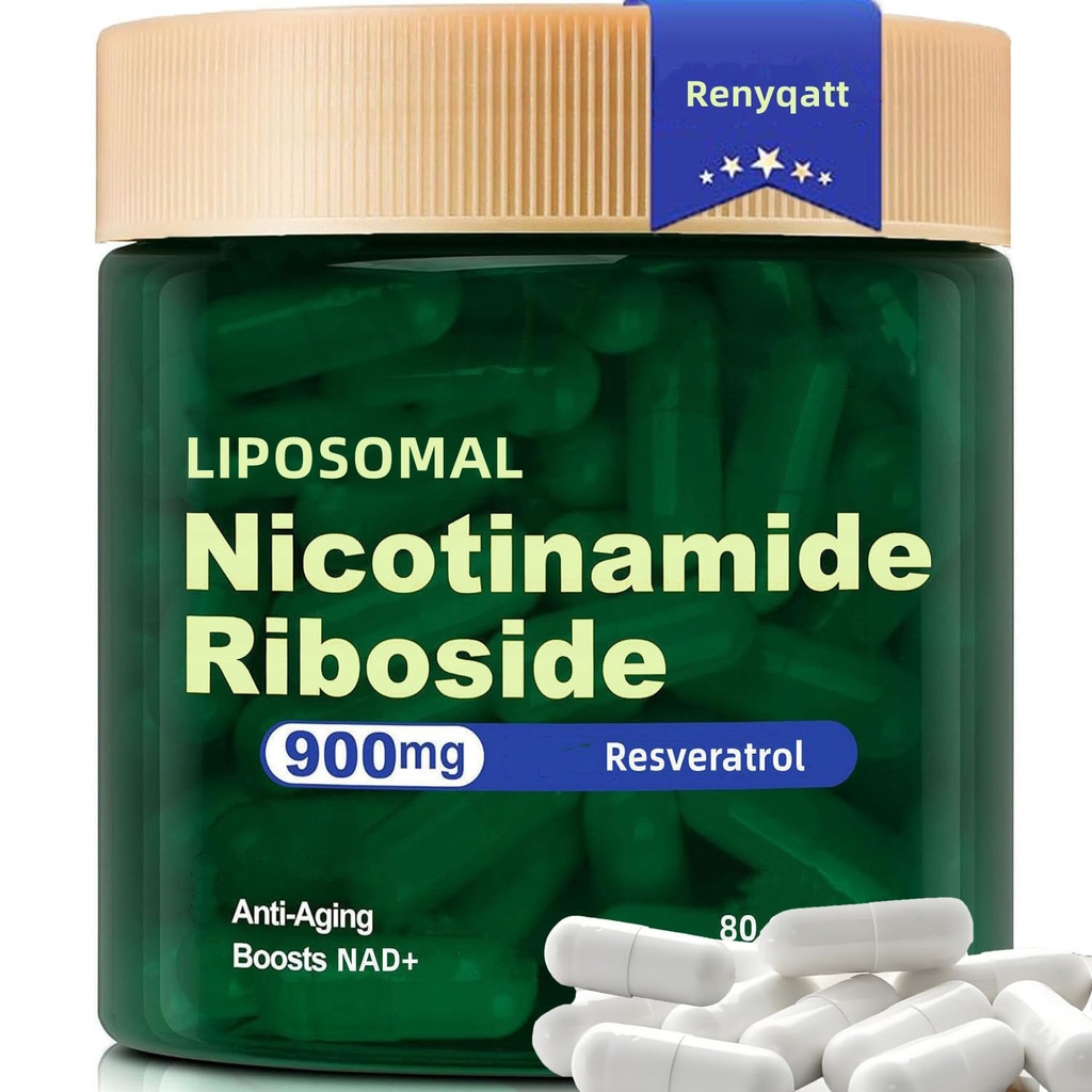 Renyqatt NAD+ Supplemento - Liposomal Nicotinamide Riboside - Supplemento per Anti-invecchiamento, Energia, Focus - 80 capsule (1B)