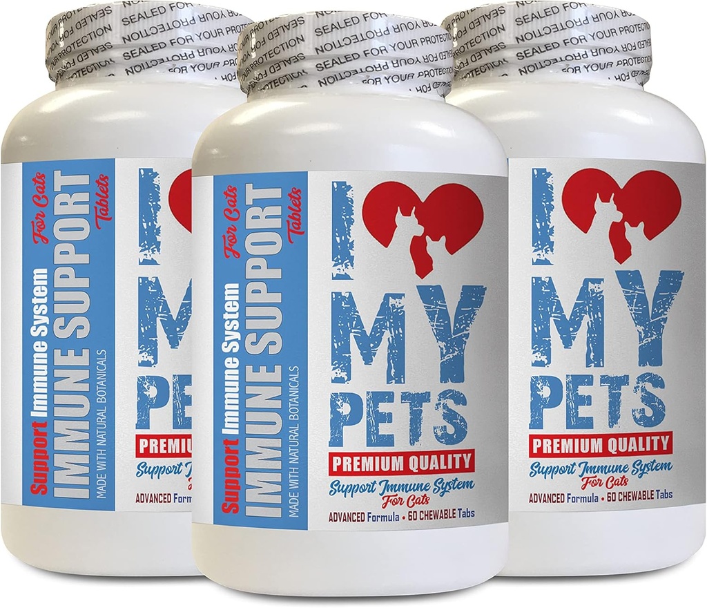 Amo il mio PETS LLC Sistema immunitario Booster per gatti - CAT Supporto immunitario - Booster - Integratore sano - Gatti di cardo al latte - 180 Trattamenti (3 bottiglie)