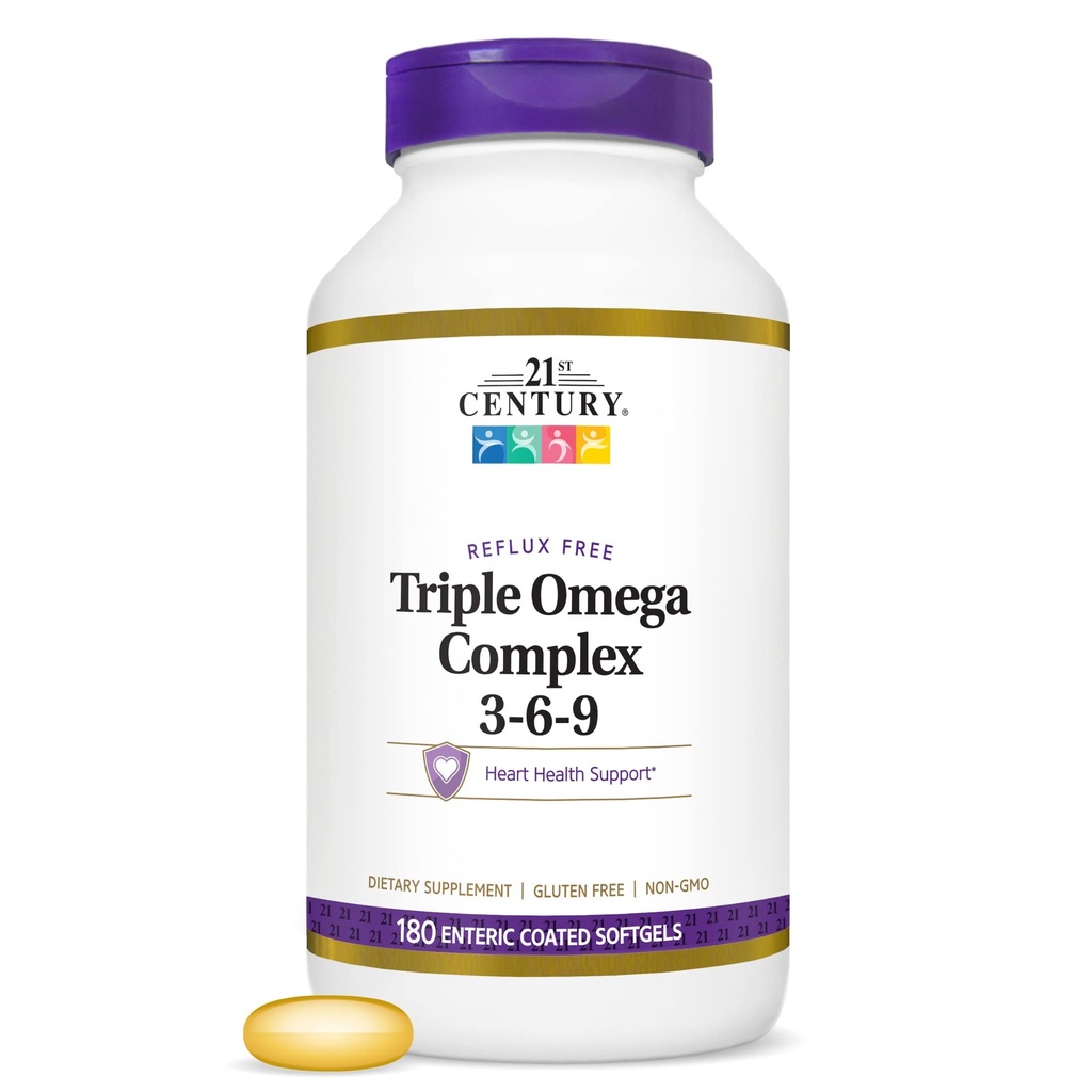 21st Century Triple Omega Complex 3 6 9 Enteric Coated Softgels, 180 Conte Bottiglia (22875)