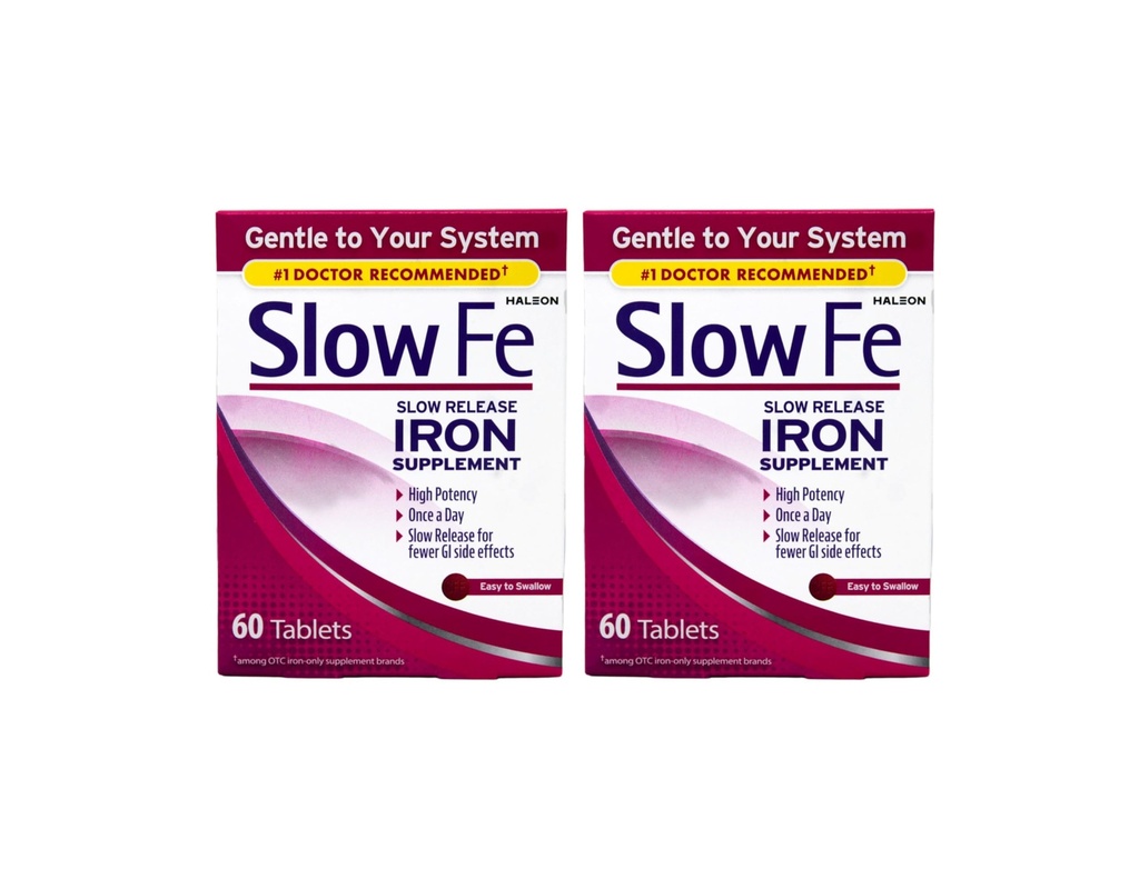 Slow Fe, ferro ad alta potenza 45 mg, rilascio lento - 60 compresse - Confezione da 2