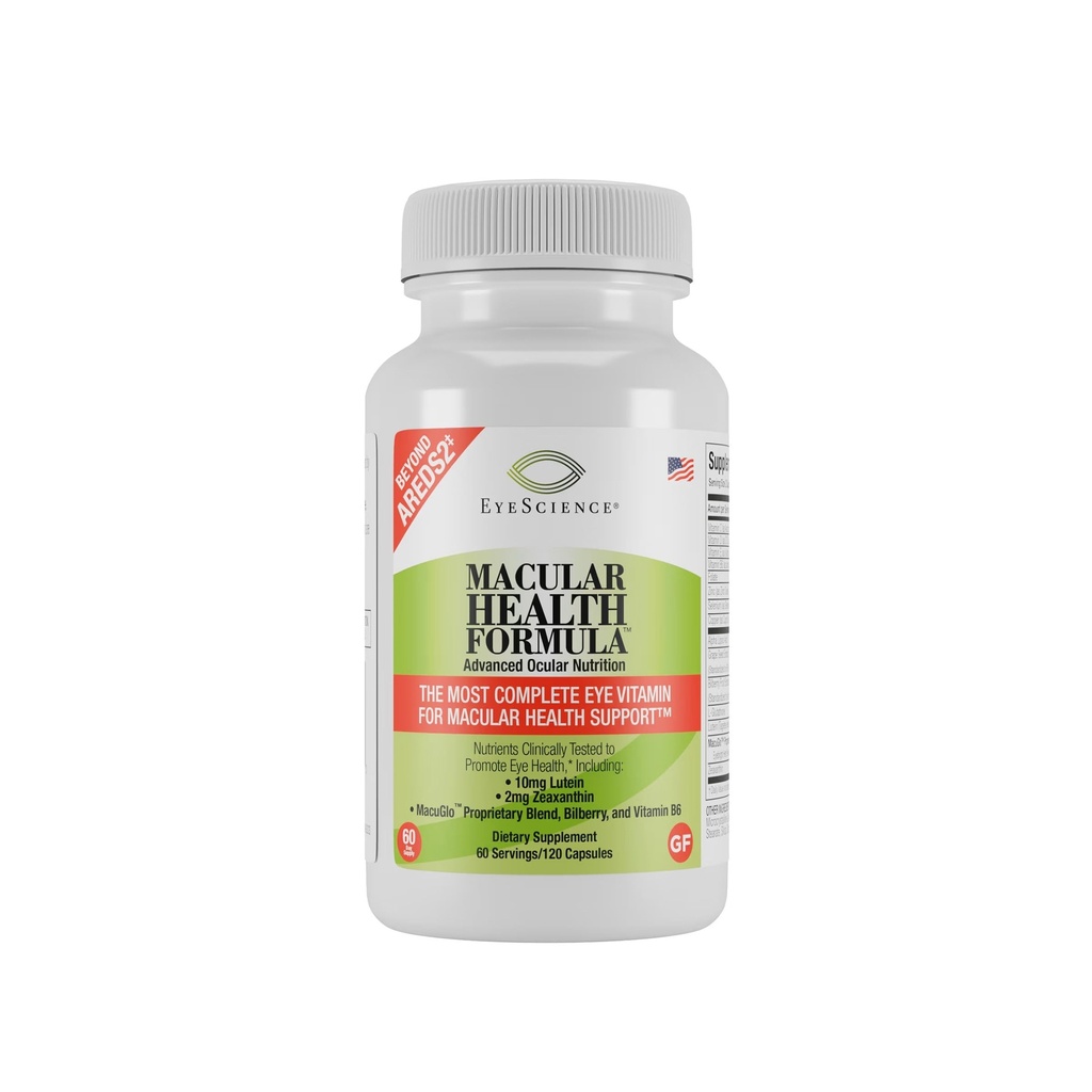 EyeScience Macular Health Beyond AREDS2 Formula, Advanced Ocular Vitamin - contenenti Lutein, Zeaxanthin, Bilberry e Vitamine C, D, E e B6 (alimentazione di 60 giorni)