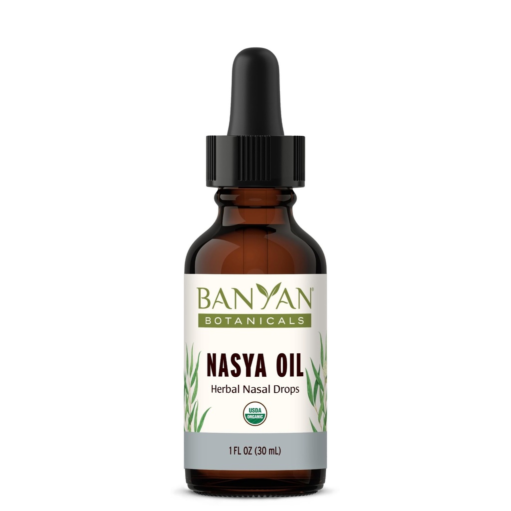 Banyan Botanicals Nasya olio – Gocce di nasale organiche per il respirazione trasparente – Ayurvedic Nasal Cleaner e Nose Moisturizer* – Un'oncia fluida – Certificato Organico, Non OGM, Chimico Libero