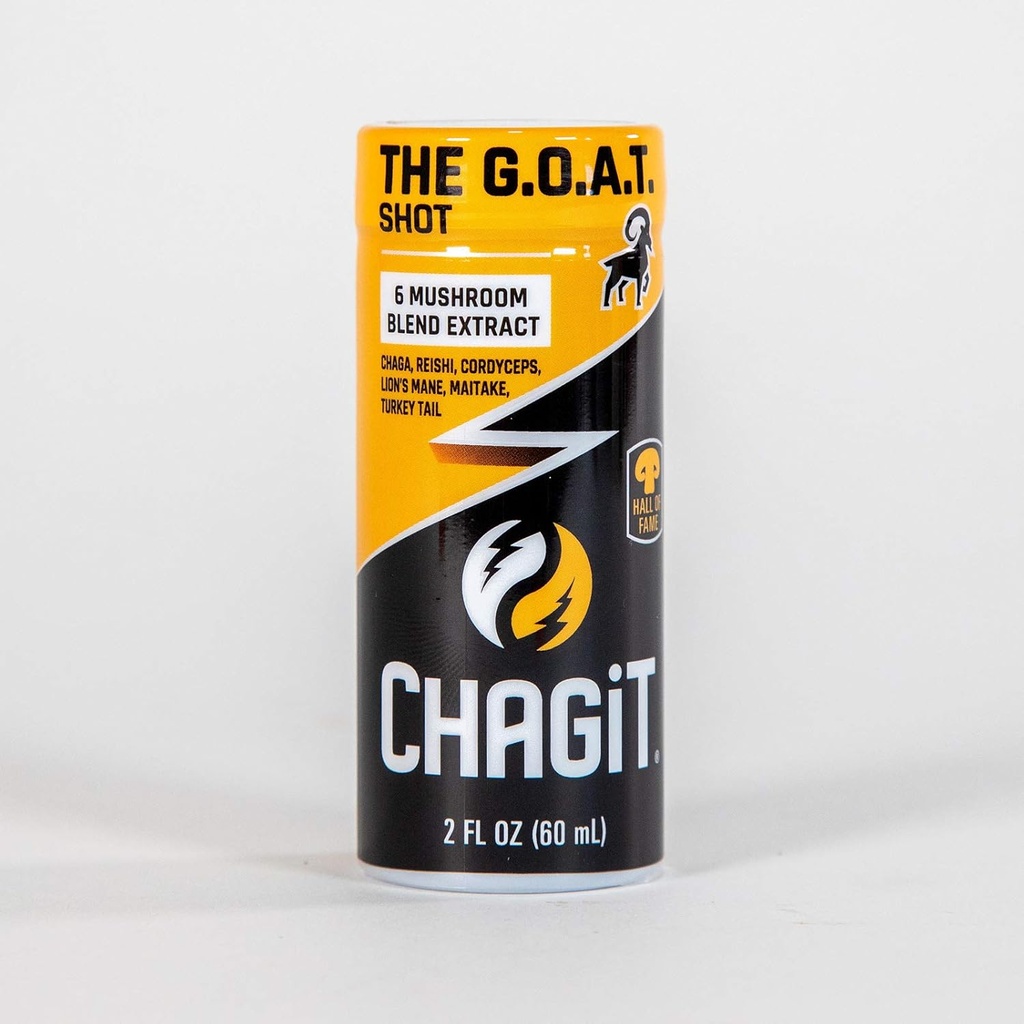 Il G.O.A.T. Shot, il più grande di tutti i tonici con Chaga, Lion's Mane, reishi, cordyceps, Turchia Tail e maitake, Pure Liquid Extraction