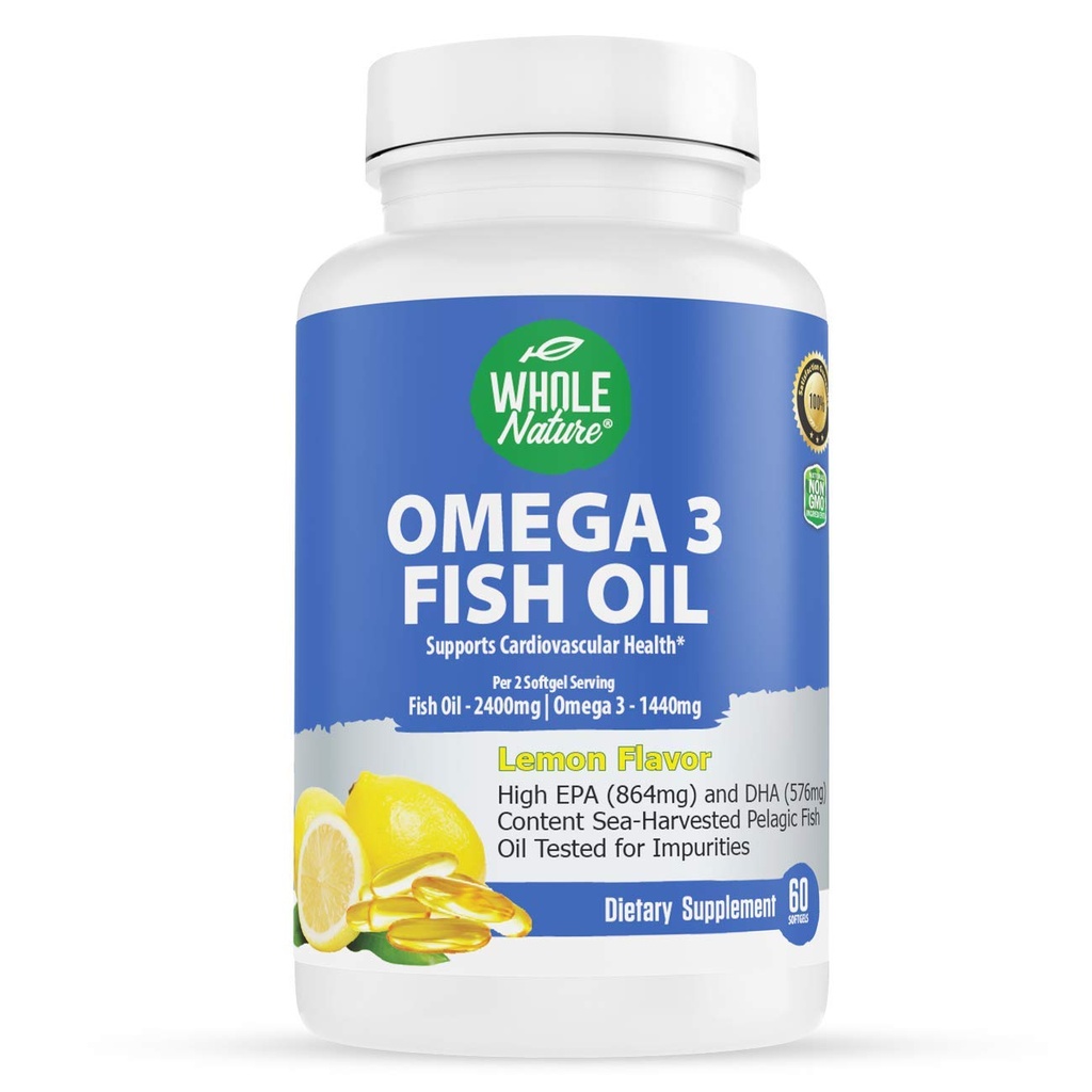 Omega 3 integratori di olio di pesce, massima resistenza 2400 mg Omega-3, 1440mg olio di pesce, acidi grassi EPA DHA, salute del cuore, visione, occhio, cervello, supporto immunitario per le donne e gli uomini.