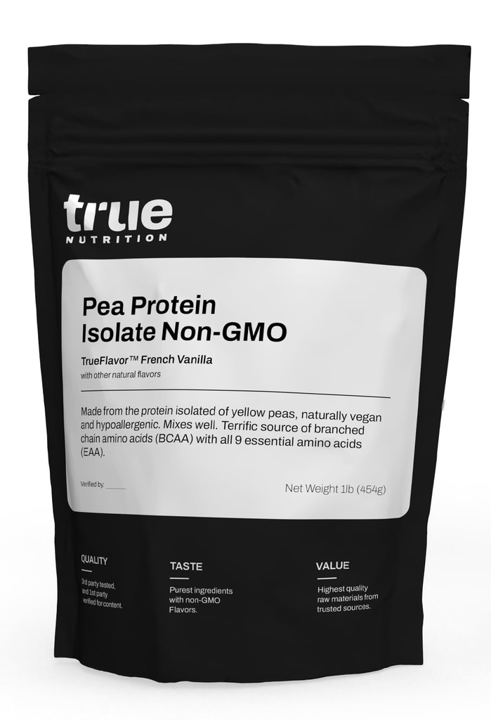 Vera Nutrition Pea Protein Powder Isolate - 25g Non OGM Vegan Protein Powder per Serving - Carbo basso, Basso Grasso, Alta Leucina - Gluten Free, Dairy Free, Soy Free - French Vanilla - 1LB