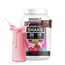 INVIGOR8 Superfood Grass Fed Whey Protein Isolate Shake Natural Strawberry Gluten-Free e Non OGM Meal Sostituzione con Probiotici e Omega 3 (645g)