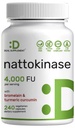 Integratore di pelletteria 4,000 FU Per Serving, 240 Capsule Veggie – Natto giapponese con Bromelain, Curcumina Turca & Black Pepper Complex – Enzimi digestivi & salute del cuore – Non OGM, Vegan