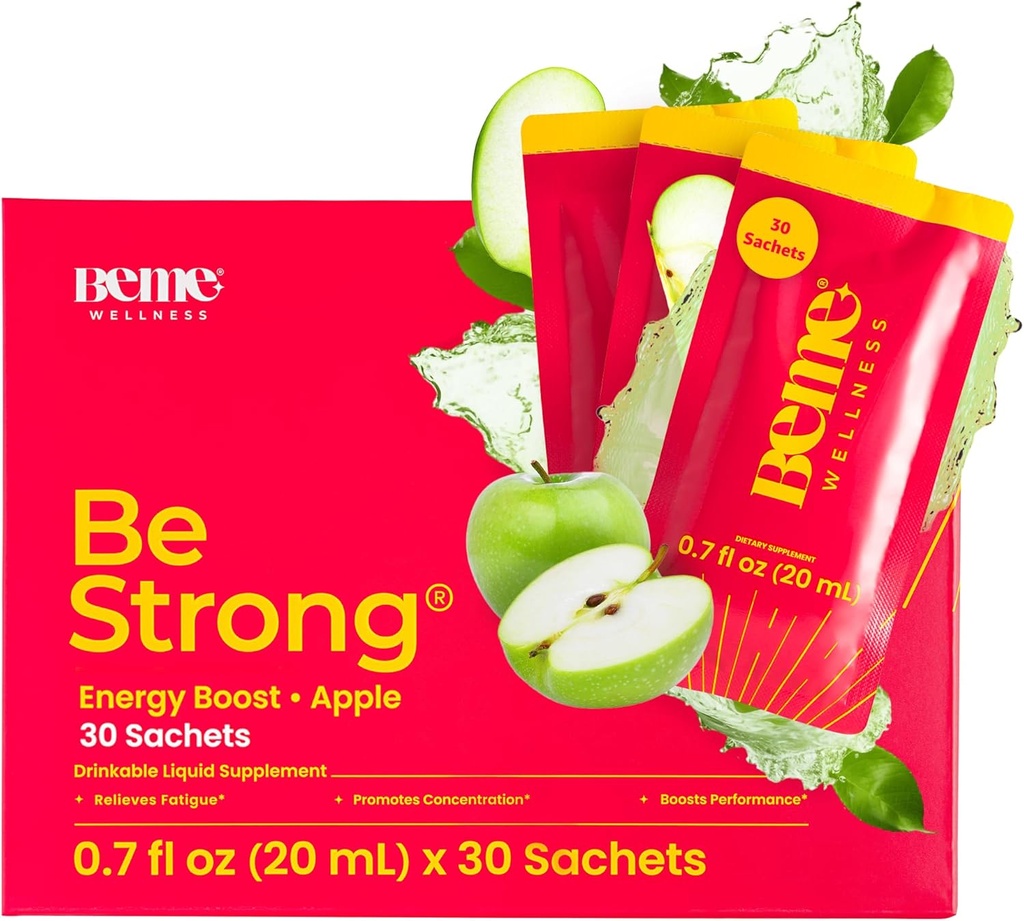 BeMe Vitamin B12 Liquid Shot, BeStrong - Vitamina B 12 Integratore liquido potabile Supporta Boost, Focus, & Concentrazione - Guarana, Taurina, & Collagen Supplementi Promuovere il recupero (30 Sachets)