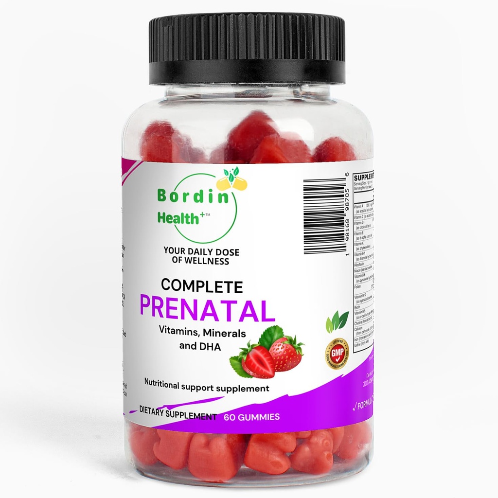 Vitamine prenatali complete, acido folico, ferro, colina per il supporto del tubo neurale, Omega-3 DHA per lo sviluppo del cervello fetale, calcio-Helper D3 & K2, non-GMO Vegan Gummies