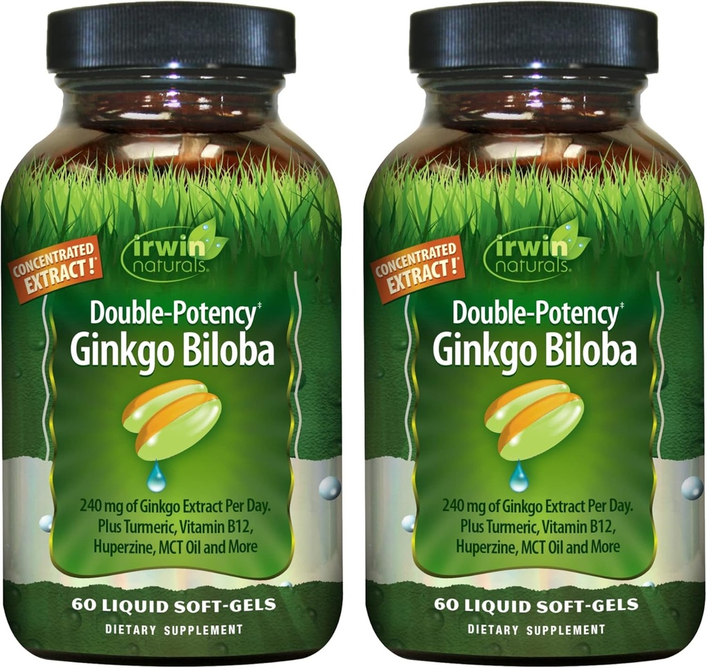 Ginkgo Biloba – 60 Liquid Soft-Gels – Brain, Focus & Circulation Support - 2 Pack