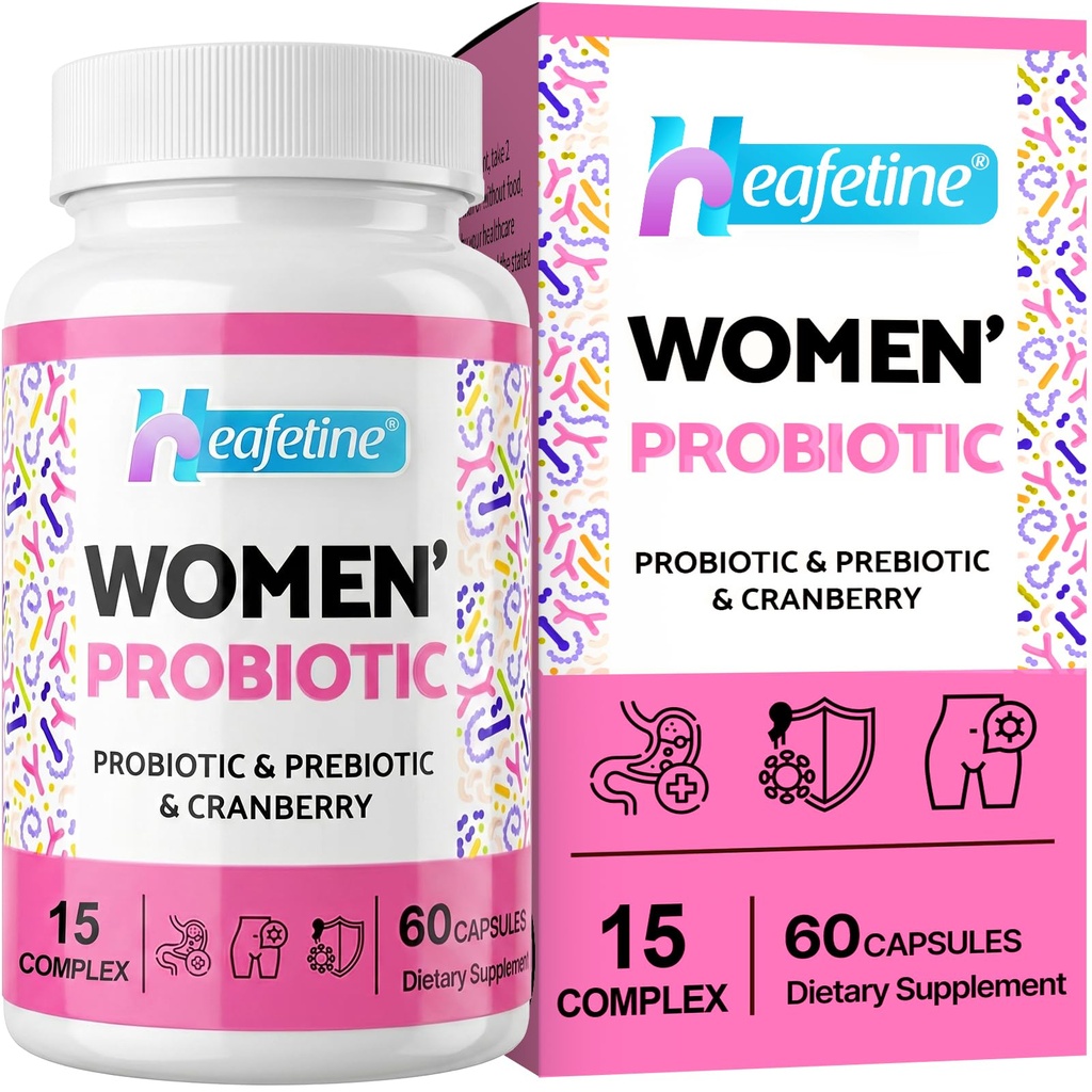 Probiotici vaginali per le donne, 300 miliardi di CFU Probiotici per le donne, Probiotici e Prebiotici per le donne 15-in-1, Vaginale, Tratto urinario, PH Balance, Immune, Digestivo & Gut, Bloating Health, 60 Caps