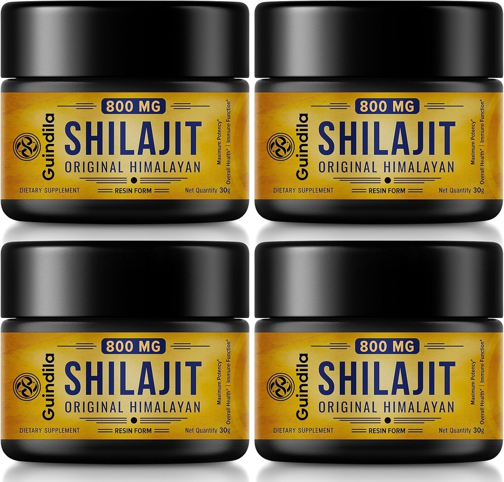 800mg Shilajit Supplement-Shilajit Pure Himalayan Organic Shilajit Resina con la massima potenza, originale da Himalayan con 85+Trace Minerals & Fulvic Acid per Focus & Energy, Immunity, 4 pacchetti