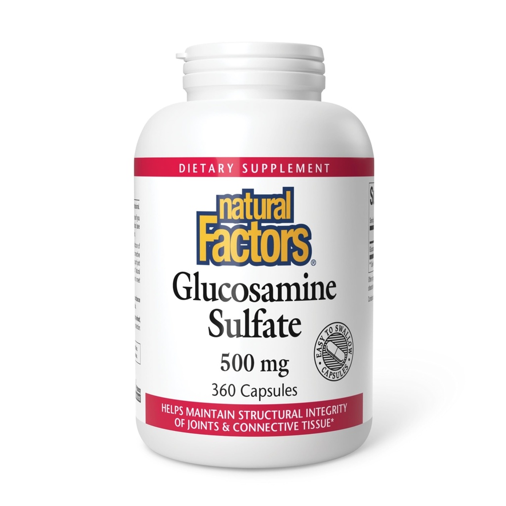 Fattori naturali, Glucosamine Sulfate, Supporta la mobilità congiunta sana, Cartilage e tessuti connettivi, 360 capsule