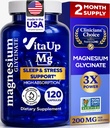 Magnesio Glycinate 200mg - Stati Uniti d'America Integratore di Magnesio fatto per il sonno, il cuore, le ossa, il supporto del metabolismo - capsule di biglicinato di magnesio ad alto assorbimento - 120 capsule vegane