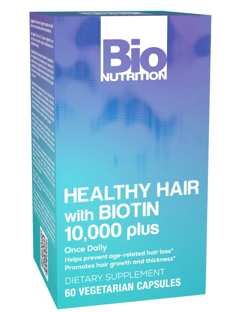 Bio Nutrition Supporto per capelli sani con Biotin 60 capsule vegetariane | Capelli Più forti | Capelli Thicker | promuove la crescita dei capelli e la spessore | Miscela con vitamine e minerali complessi B