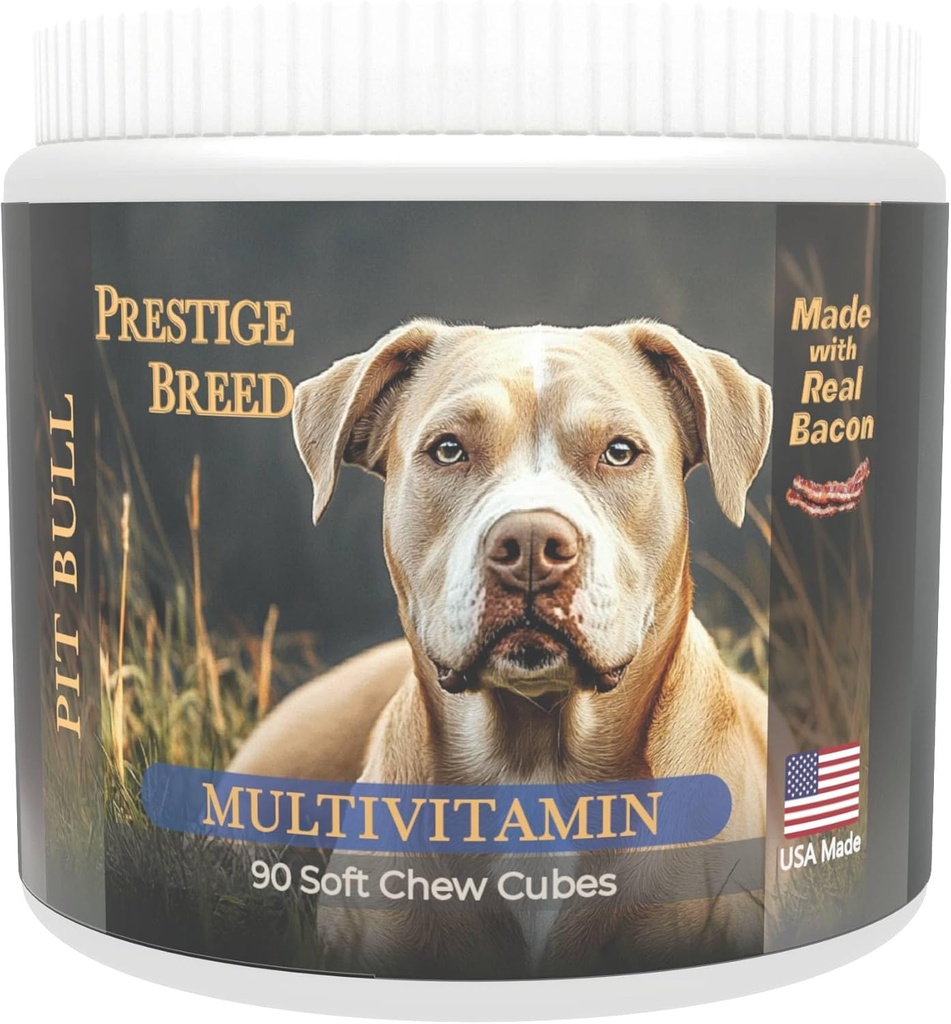 Multivitaminici, Nutrizione bilanciata per il tuo Pit Bull, 90 Conte, Made in the USA with Real Bacon