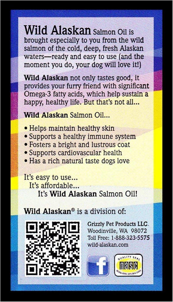 Wild Alaskan Skin & Coat Salmon olio basato Omega-3 supplemento per cani, 16 fl.oz.