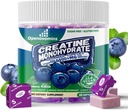 Creatina Monoidrato Soft Chews Complex 6400mg per uomini e donne -Advanced Formula W/L-Taurine + Vitamina B12, Sugar Free Chewable Supplement,60 Blueberry Softchews