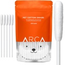 Spazzole di cotone per cani e gatti - Cat & Dog Ear Cleaner Long Cotton Swab - Extra Long Stick, Cat & Dog Ear Kit di pulizia per cuccioli e animali, Multipurpose Pet Cotton Swabs per orecchie (100 Buds)