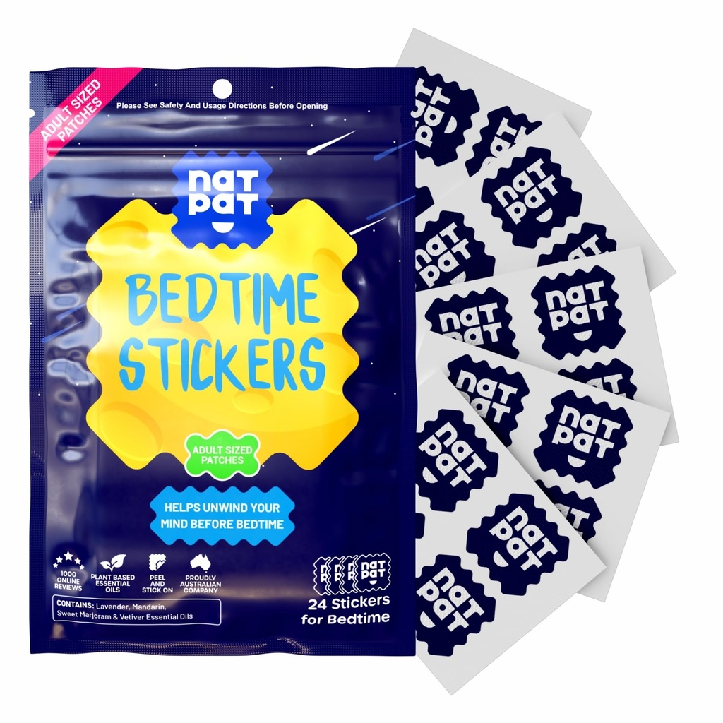 NATPAT Sleepy Patch Sleep Aid Patches - Relaxing Bedtime Stickers per adulti - Plant-Based Sleep Support - Droga & Melatonin Free Bedtime Stickers - 24 Count