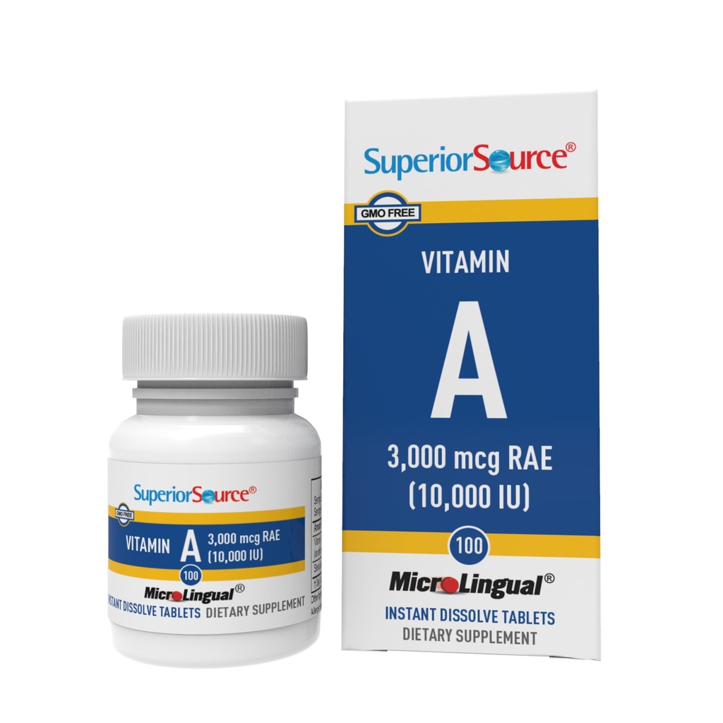 Vitamina A 10.000 IU - Supplemento per la cura degli occhi - Supporta anche Immune, Skin & Bone Health - Non-GMO & Gluten-Free - 100 Compresse MicroLingual