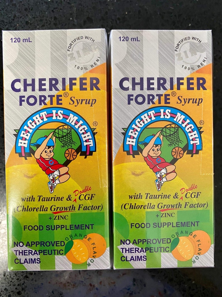 CHERIFER Forte Syrup w/Taurine & Double Chlorella Growth Factor + Zinc 120ml (Pacchetto di 2 bottiglie)