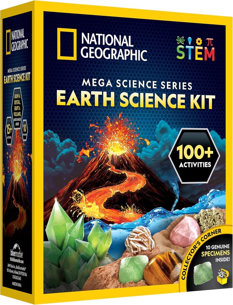National Geographic STEM Science Kit - 15+ Esperimenti, Crystal Growing, Kit Vulcano, Kit Dig & Gemstones per Bambini - Esclusiva