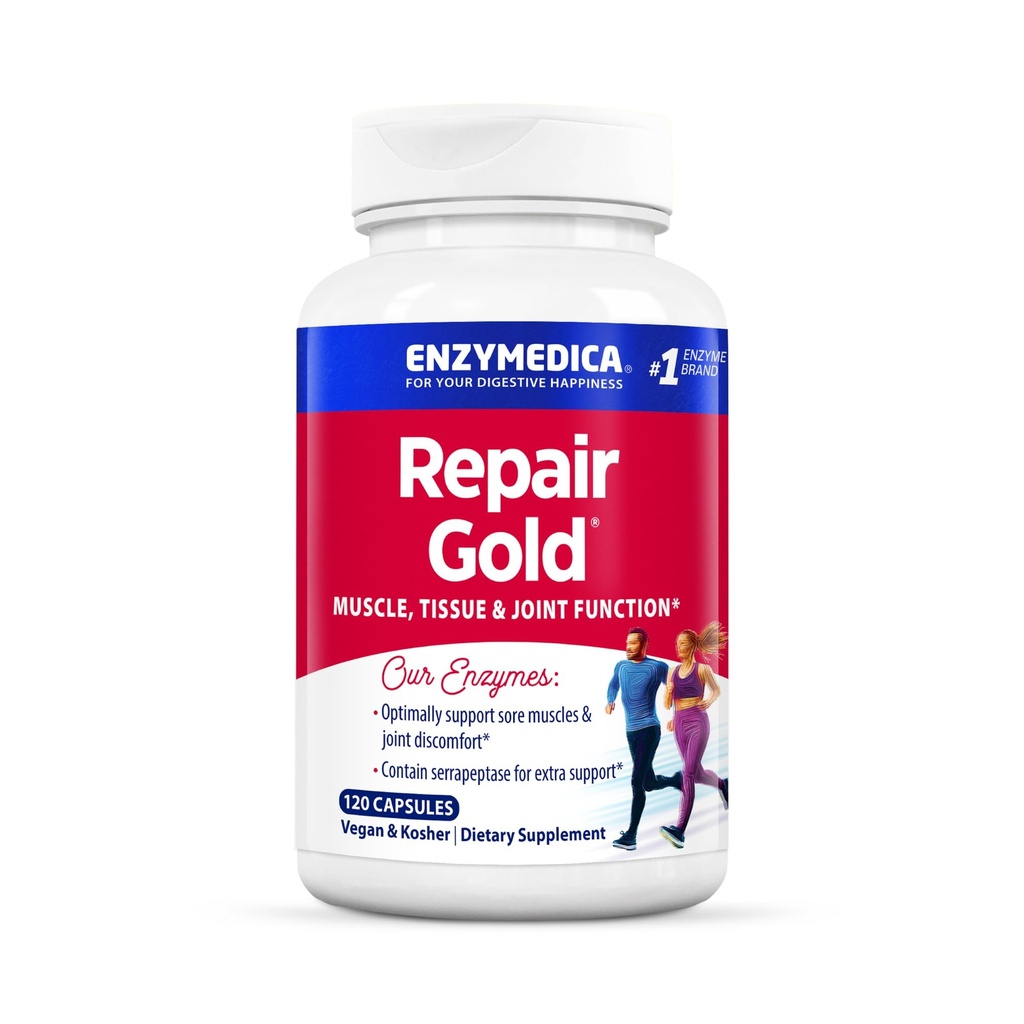 Enzimedica, Riparazione Oro, Enzimi Proteolitici, Integratore di Supporto Congiunto, con Serrapeptase, 120 Conte