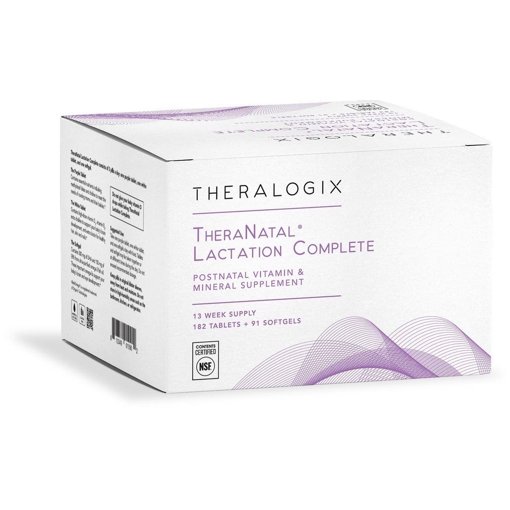 Theralogix TheraNatal Lactation Complete Postnatal Vitamin Supplement - 13-Week Supply - Integratore per l'allattamento al seno per le donne - Certificato NSF - 182 Compresse & 91 Softgels