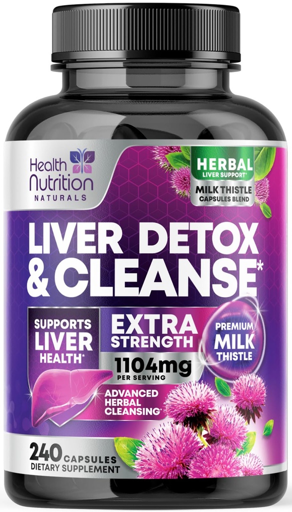 Detox & Repair Formula - Integratore avanzato di supporto per fegato con cardo silymarin, radice di dadelion, estratto di carciofo, curcuma, colina, & Beetroot - 240 capsule vegetali