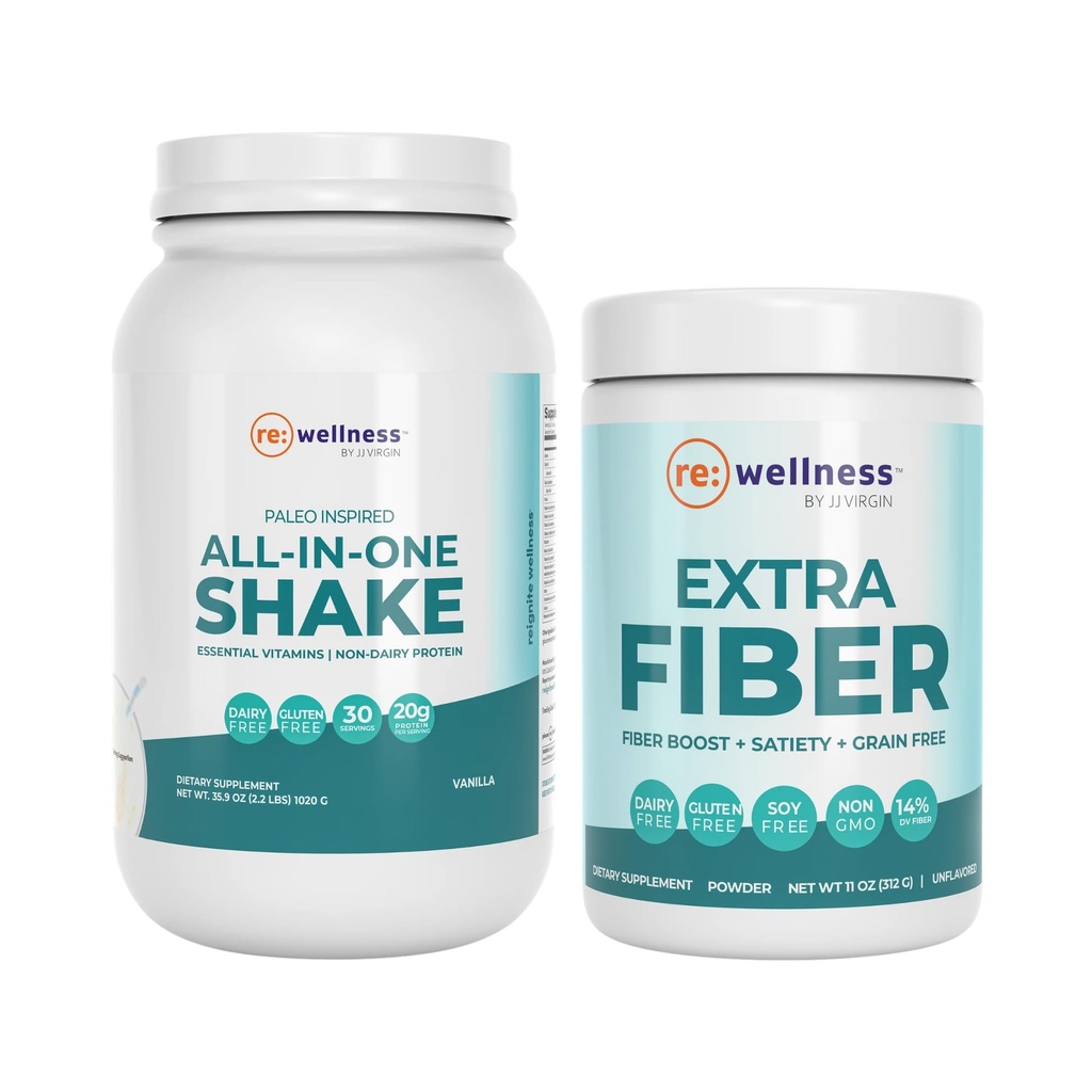 Benessere Reignite di JJ Virgin Vanilla Paleo-Ispirato all-in-One Shake e supplemento di polvere extra fibra