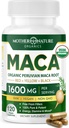 Madre Natura Organico Maca Root Capsule – 1600mg, 120 Vegan Capsule – Non OGM Peruviano Giallo, Rosso & Nero Maca per Uomini & Donne - Energia, Ormone, Cervello & Peso Benessere