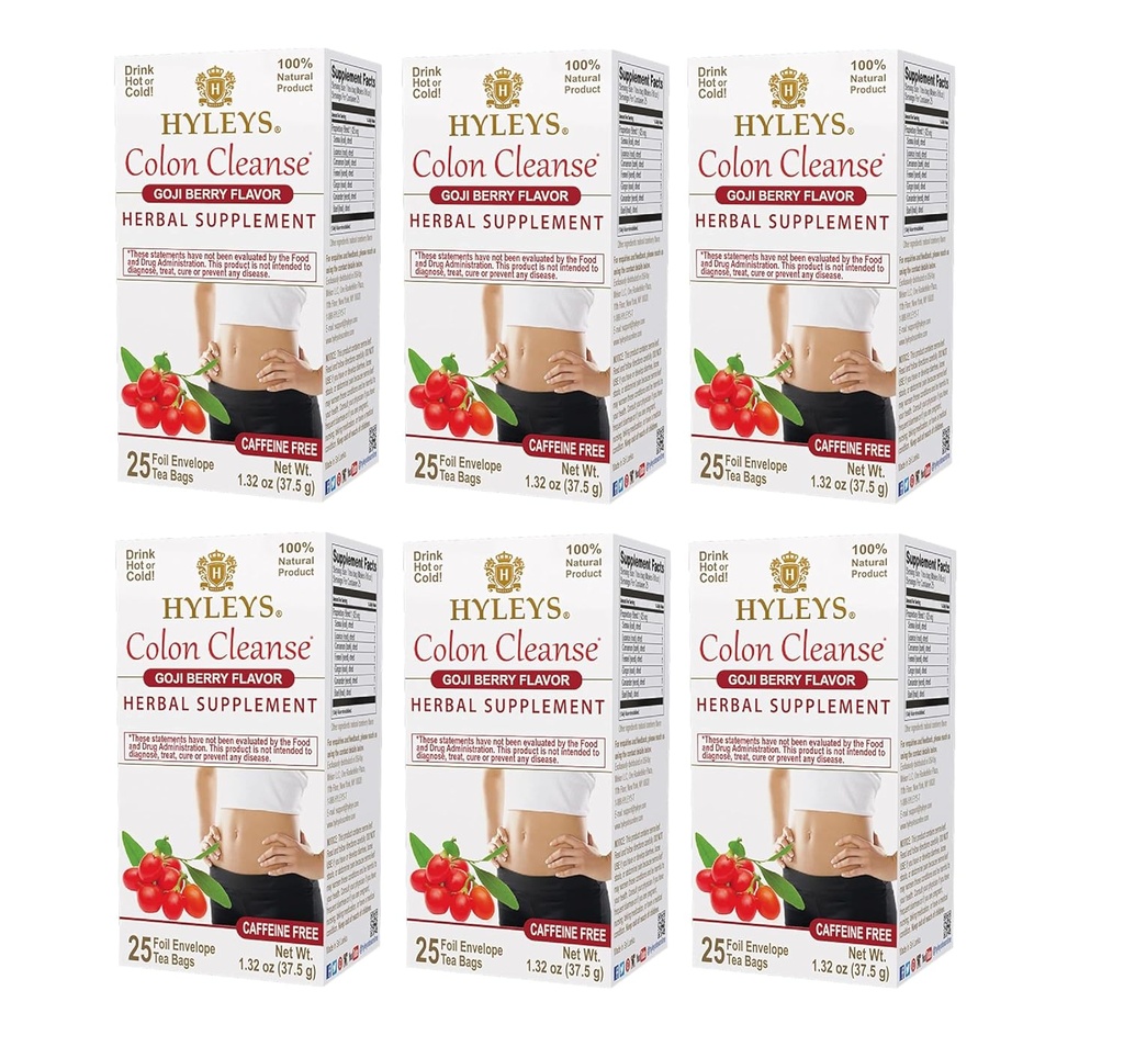 Hyleys Colon Cleanse Tea Goji Berry Flavor (6 Confezione - 150 Borse da tè Totale)