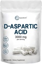 Micro Ingredienti D-Aspartic Acid 3.000mg Per Serving, 300 capsule | Pure DAA per energia, Testosterone & Performance Support | Non-OGM, senza glutine, senza soia