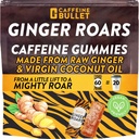 Ginger Roars - 60 Energy Gummies - Vegan Caffeine Chews Ogni 33mg, Realizzato con un gustoso, Natural Fiery Kick per una migliore esecuzione, ciclismo, preallenamento e messa a fuoco.