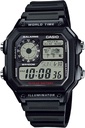 Casio AE1200WH Series | Orologio digitale maschile | 100M WR | Multi Alarms | 100 SEC Cronometro | Timer conto alla rovescia | Mappa mondiale per il tempo mondiale | LED Light | LC Analog Display | Batteria da 10 anni